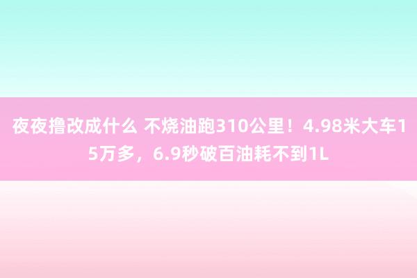 夜夜撸改成什么 不烧油跑310公里！4.98米大车15万多，6.9秒破百油耗不到1L