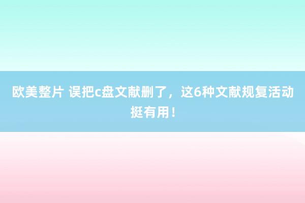 欧美整片 误把c盘文献删了，这6种文献规复活动挺有用！