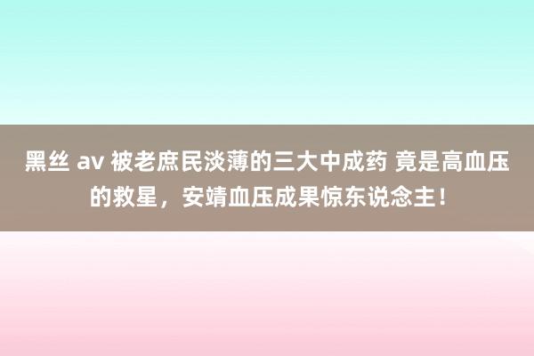 黑丝 av 被老庶民淡薄的三大中成药 竟是高血压的救星，安靖血压成果惊东说念主！